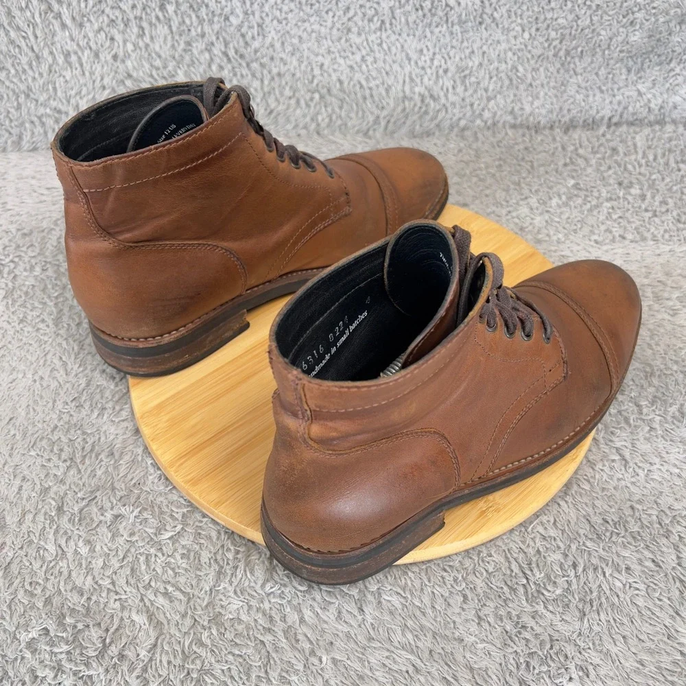 Thursday Boot Co Captain Mens 12 Brandy Leather Lace Up Cap Toe Ankle Boots